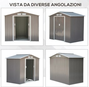 Casetta Box da Giardino in Lamiera Grigio 213x127x185 cm...