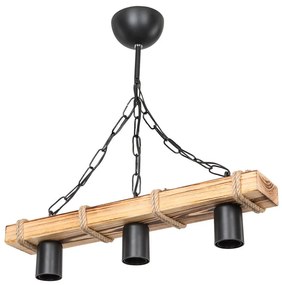 Lampada da soffitto in nero-naturale 10,5x48,5 cm - Squid Lighting