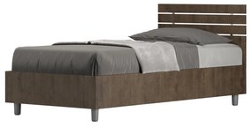 Letto singolo 80x200 testata dritta con doghe Ankel, Noce / Con rete