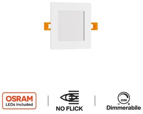 Pannello LED Quadrato 8W, 800lm, no Flickering, Foro Ø110x110mm, Dimmerabile Colore Bianco Freddo 6.000K