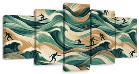 Quadri 5 pezzi – Onde del mare e surf