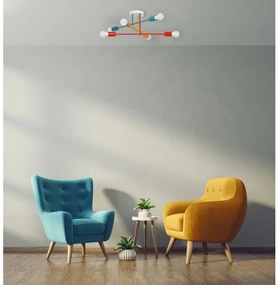 Lampadario a plafone CAMBRIDGE 6xE27/20W/230V blu/rosso/arancione