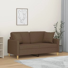 Divano A 2 Posti Con Cuscini Marrone 140 Cm İn Tessuto /