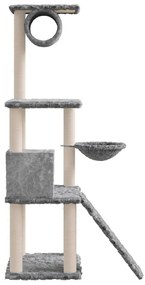 Albero per gatti con tiragraffi in sisal grigio chiaro 131 cm