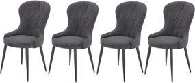 Set di 4 sedie K366 in velluto grigio