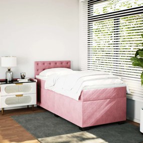 Giroletto a molle con materasso rosa 80x200 cm in velluto