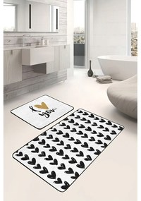 Tappetini da bagno bianco-nero in set da 2 100x60 cm - Minimalist Home World