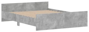 Giroletto con testiera e pediera grigio cemento 160x200 cm