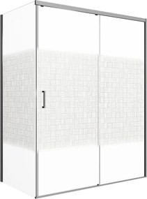 Porta doccia L 87-88 cm x H 200 cm per nicchia in vetro serigrafato SP. 6 mm, profilo argento, serie Jazz