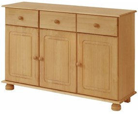 Cassettiera marrone a tre ante in legno di pino massiccio Ella - Støraa