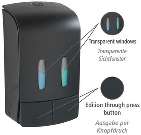 Dispenser di sapone in plastica nero da parete 0,96 l Tartas - Wenko