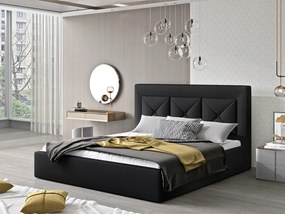 Letto matrimoniale con box contenitore Lione - 160 x 200 cm , Ecopelle nero