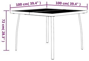 Tavolo da Giardino Antracite 100x100x72 cm Rete d'Acciaio