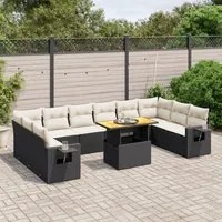 Set Divani da Giardino 11 pz con Cuscini in Polyrattan Nero 3271924