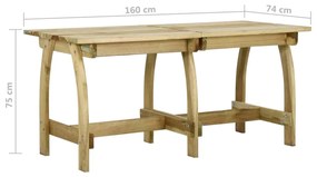 Tavolo da Giardino 160x74x75 cm in Legno di Pino Impregnato