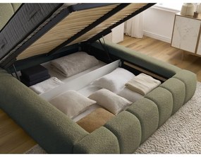 Letto matrimoniale imbottito verde contenitore e rete inclusi 180x200 cm Denali - Bobochic Paris