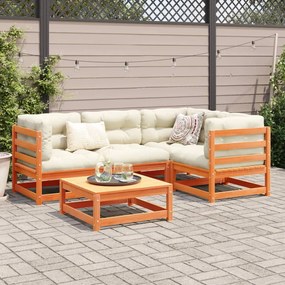 Set divani da giardino 5 pz marrone cera legno massello pino