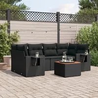 Set Divani da Giardino con Cuscini 7pz Nero Polyrattan 3224459