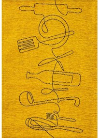 Passatoia Cucina Antiscivolo Monolì Giallo – Tappeto in Ciniglia Lavabile con Decoro Monolinea