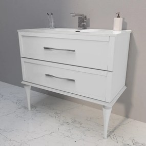 Mobile sottolavabo e lavabo Tiffany bco opaco L 100 x P 46 cm