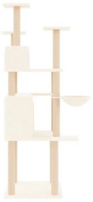 Albero per Gatti con Tiragraffi in Sisal Crema 166 cm