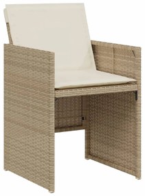 Set da Bistrò 3 pz con Cuscini Beige in Polyrattan