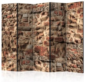 Paravento design Muro antico II - texture architettonica di mattoni di ceglia marrone
