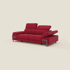 Zayana Divano 3 posti con elemento estraibile - braccioli e poggiatesta regolabili in tessuto impermeabile T02 rosso