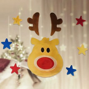 Stickers Gel Renna Rudolph con stelle adesivo di Natale per finestre Wisdom