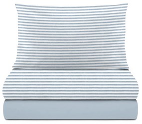 Completo letto singolo righe azzurro cotone Wyndham