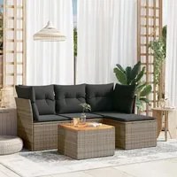 Set Divano da Giardino 5 pz con Cuscini Grigio in Polyrattan 3223610