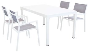 OMEN - set tavolo da giardino 150x90 compreso di 4 poltrone in alluminio