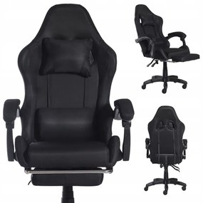 Sedia da gioco ergonomica CLASSIC con poggiapiedi nero