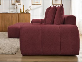 Divano angolare burgundy allungabile e con contenitore (penisola a sinistra/chaise lounge) con rivestimento in ciniglia Everest – Bobochic Paris