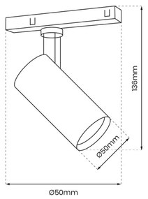 Faretto LED per sistema binario MAGNETIC TRACK LED/10W/48V 3000K nero