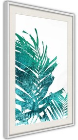 Poster  Teal Palm on White Background  Cornice Quadri Cornice nera con pass-partout, Larghezza x Altezza Home decor 20x30