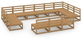 Set divani da giardino 13 pz in legno massello di pino
