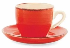 Set 6 tazzine caffè 90 ml con piattino in gres colorato dipinto a