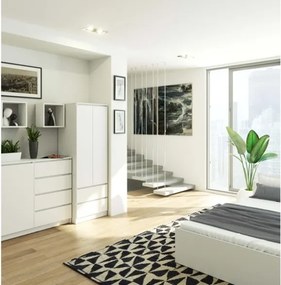 Armadio Guardaroba 2 Ante 2 Cassetti 60x50x180 Artika Bianca