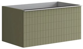 Mobile da bagno sotto lavabo L 80 x H 40 x P 45.5 cm verde salvia laccato, 2 cassetti Pixel grid