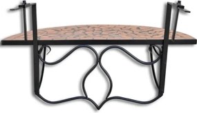 Tavolo Sospeso da Balcone in Terracotta con Mosaico