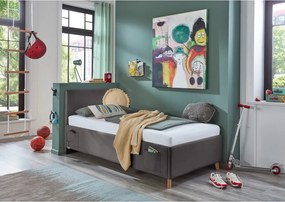 Letto da bambini color antracite imbottito con contenitore con rete inclusa 90x200 cm Cool – Meise Möbel
