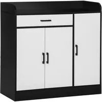 Mobiletto da Cucina 90x40x90 cm 2 Armadietti 1 Cassetto Bianco e Nero