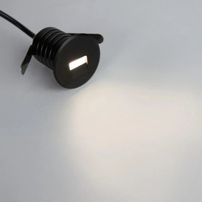 Faretto LED Nero 1W  IP67 Professional - per Gradini Colore Bianco Caldo 2.700K