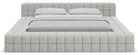 Letto matrimoniale imbottito grigio chiaro con griglia 140x200 cm Akela - Makamii