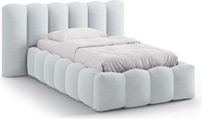 Letto singolo imbottito grigio chiaro con contenitore con rete inclusa 90x200 cm Lupine – Micadoni
