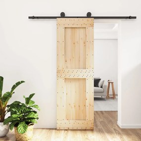 Porta Scorrevole Con Set Hardware 70x210 Cm Legno Massello Pino /