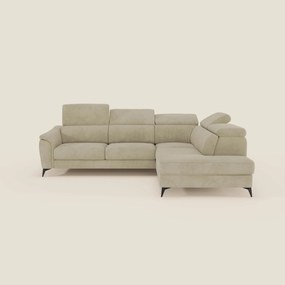 Arcos Divano angolare - piedini alti e poggiatesta reclinabili in microfibra impermeabile T11 beige
