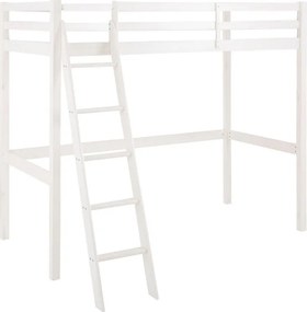 Letto da bambini rialzato bianco senza testiera con rete inclusa 90x200 cm Alpi2 – Støraa