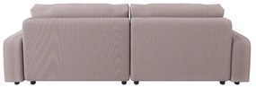 Divano letto angolare in velluto a coste rosa chiaro (penisola variabile) Sara - Ropez